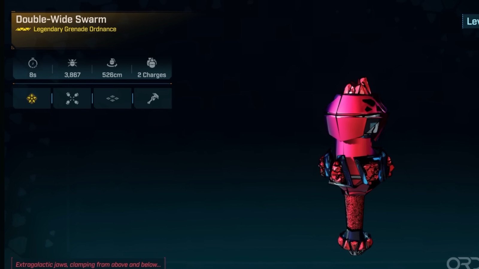 Borderlands 4 featuring the Double-Wide Swarm Grenade.