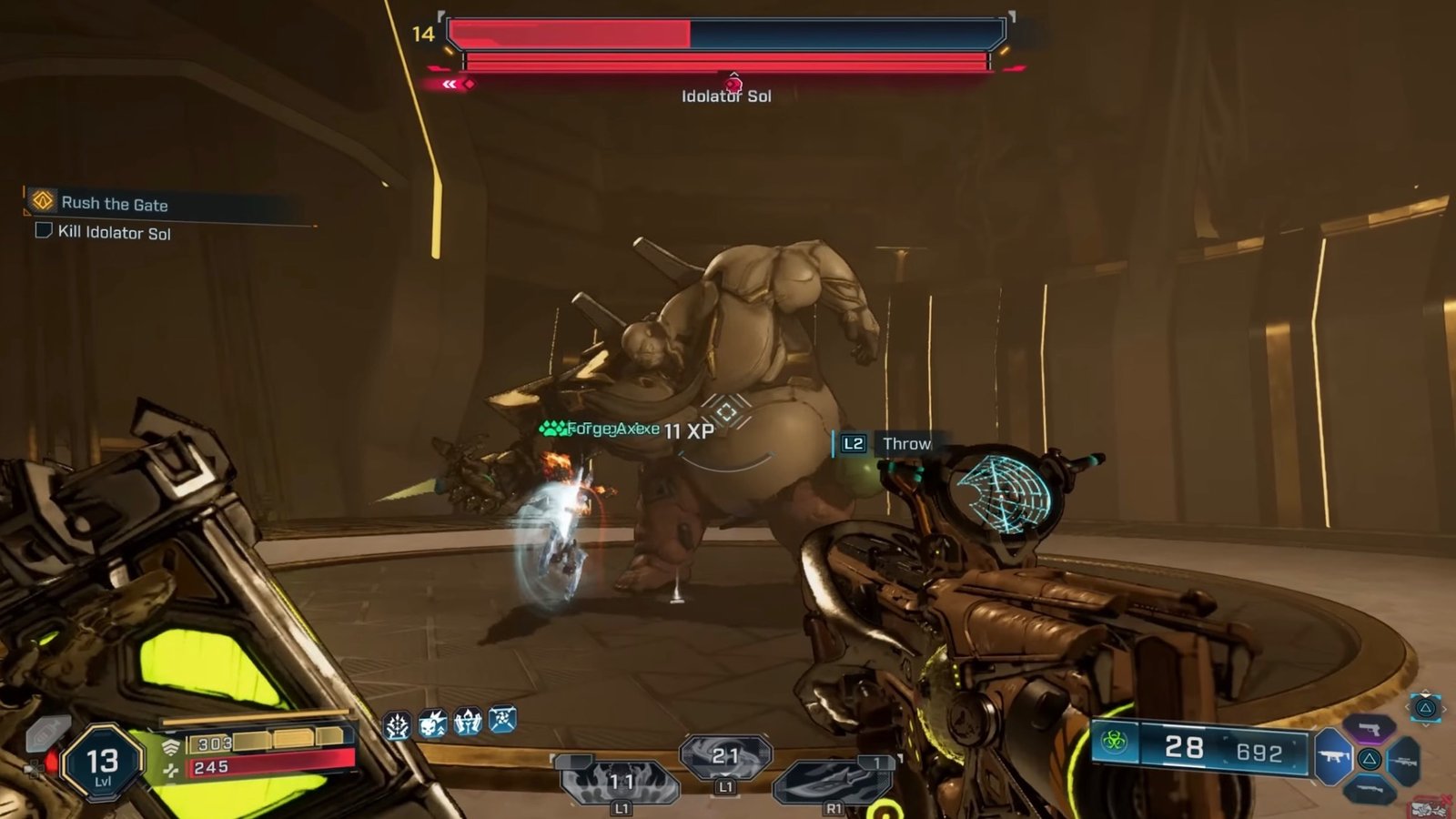 Borderlands 4 featuring the first phase of the Idolator Sol Boss Fight.