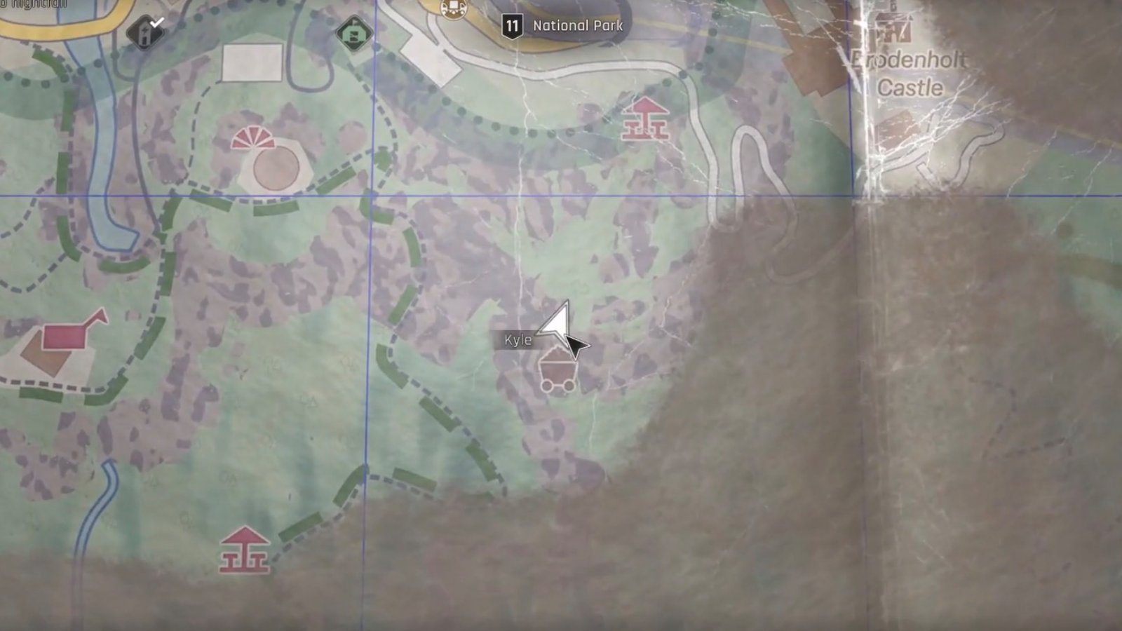 Dying Light: The Beast featuring the fourth Baron's Research Memo map location.