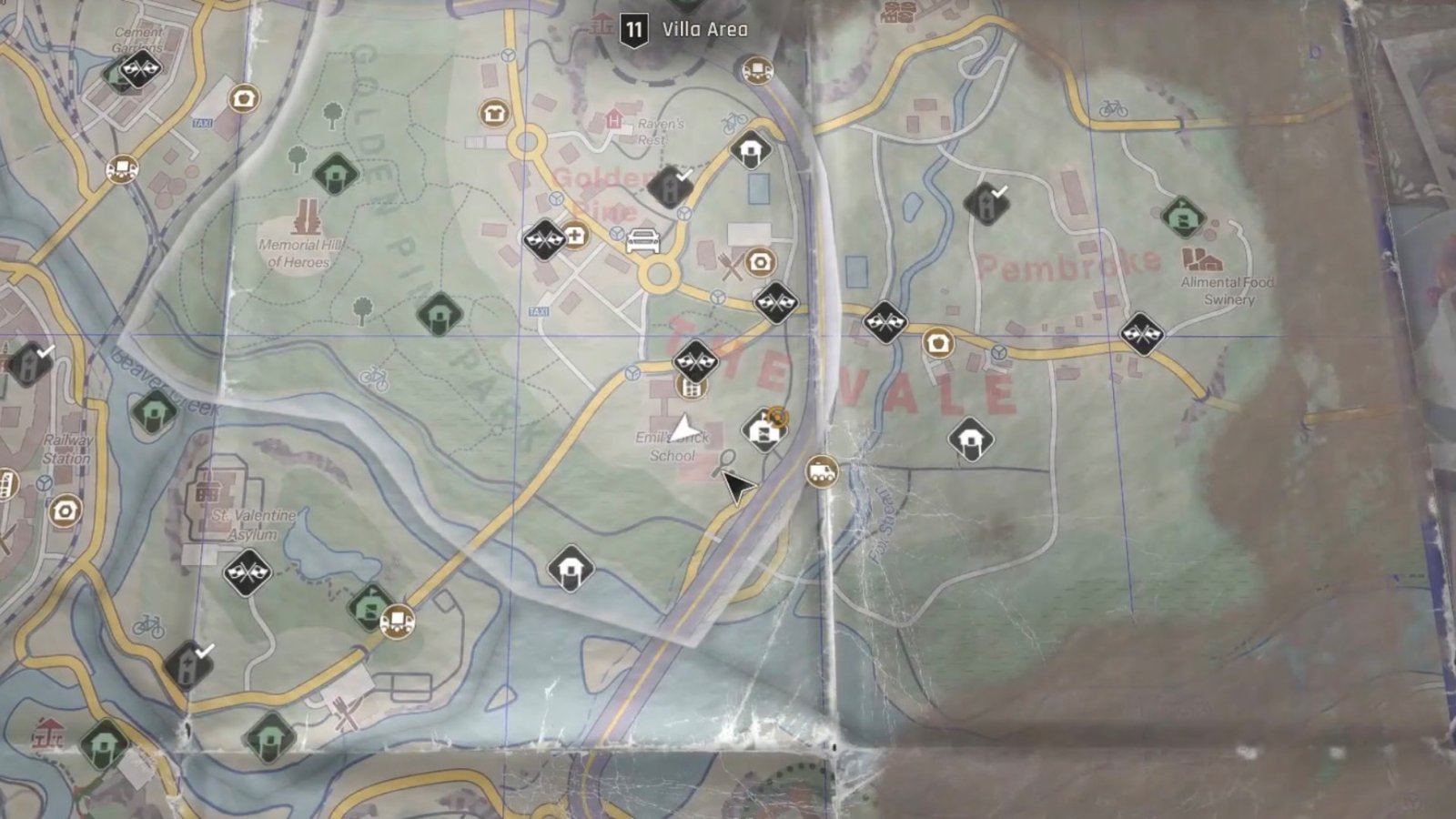 Dying Light: The Beast featuring the sixth Baron's Research Memo map location.