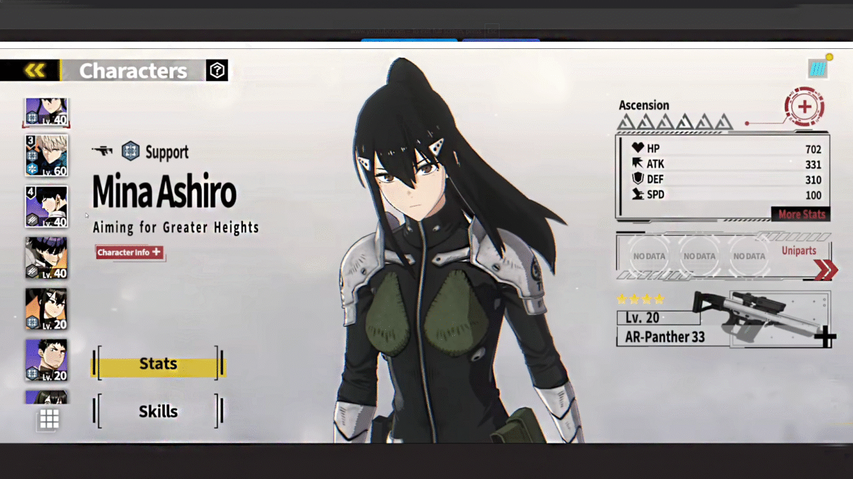 KAIJU NO 8 THE GAME Mina Ashiro Unit Page