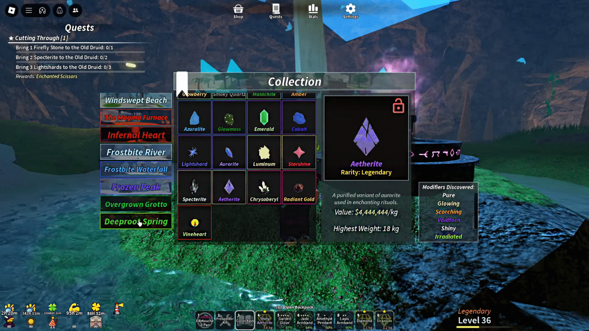 Prospecting Roblox Aetherite Screen