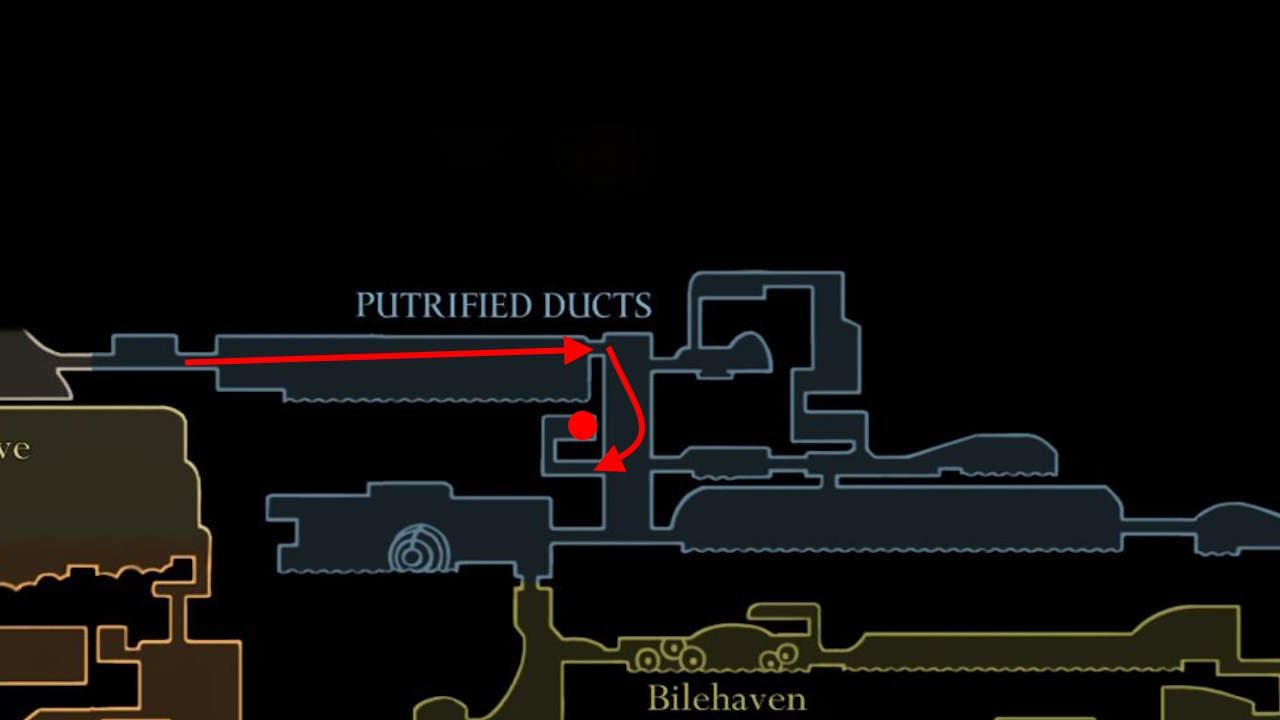 Putrified Duct map location in Hollow Knight: Silksong
