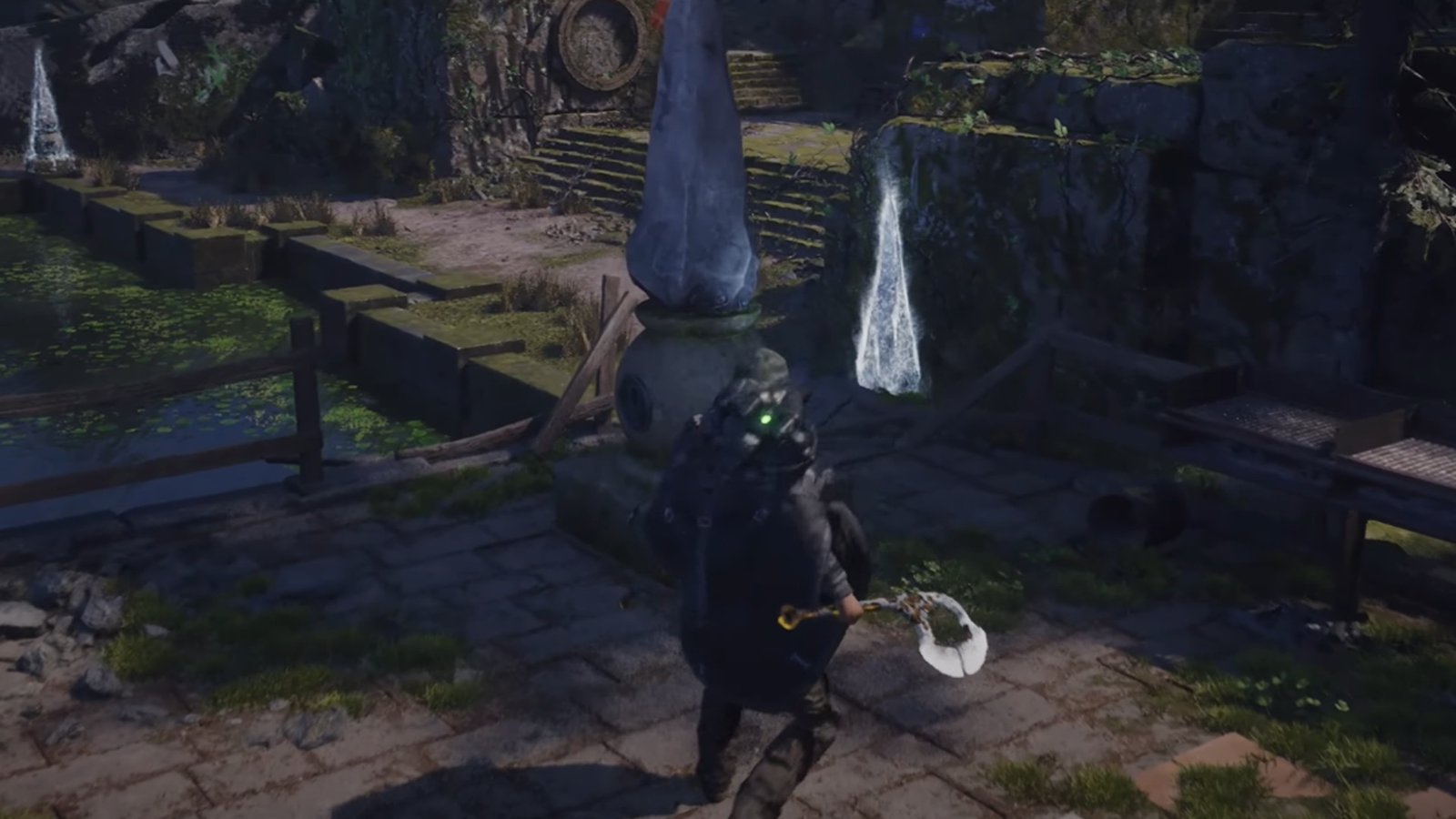 Hell is Us screenshot featuring the protagonist at the final pillar at Lake Cynon.