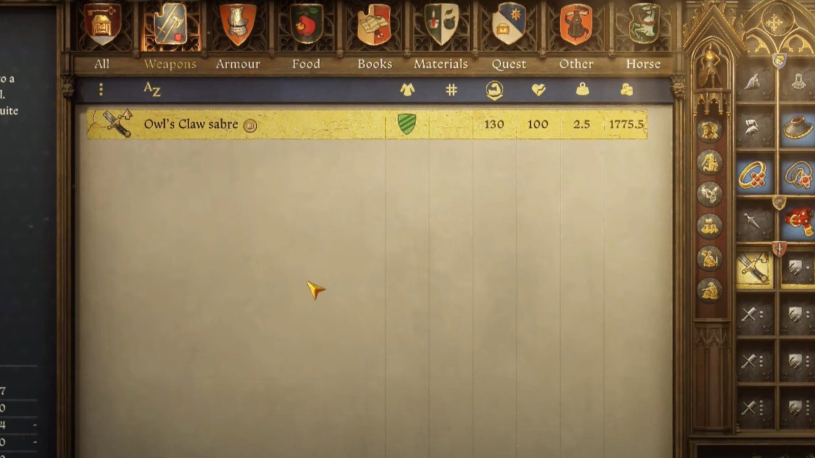 Legacy of the Forge Owl's Claw Sabre.