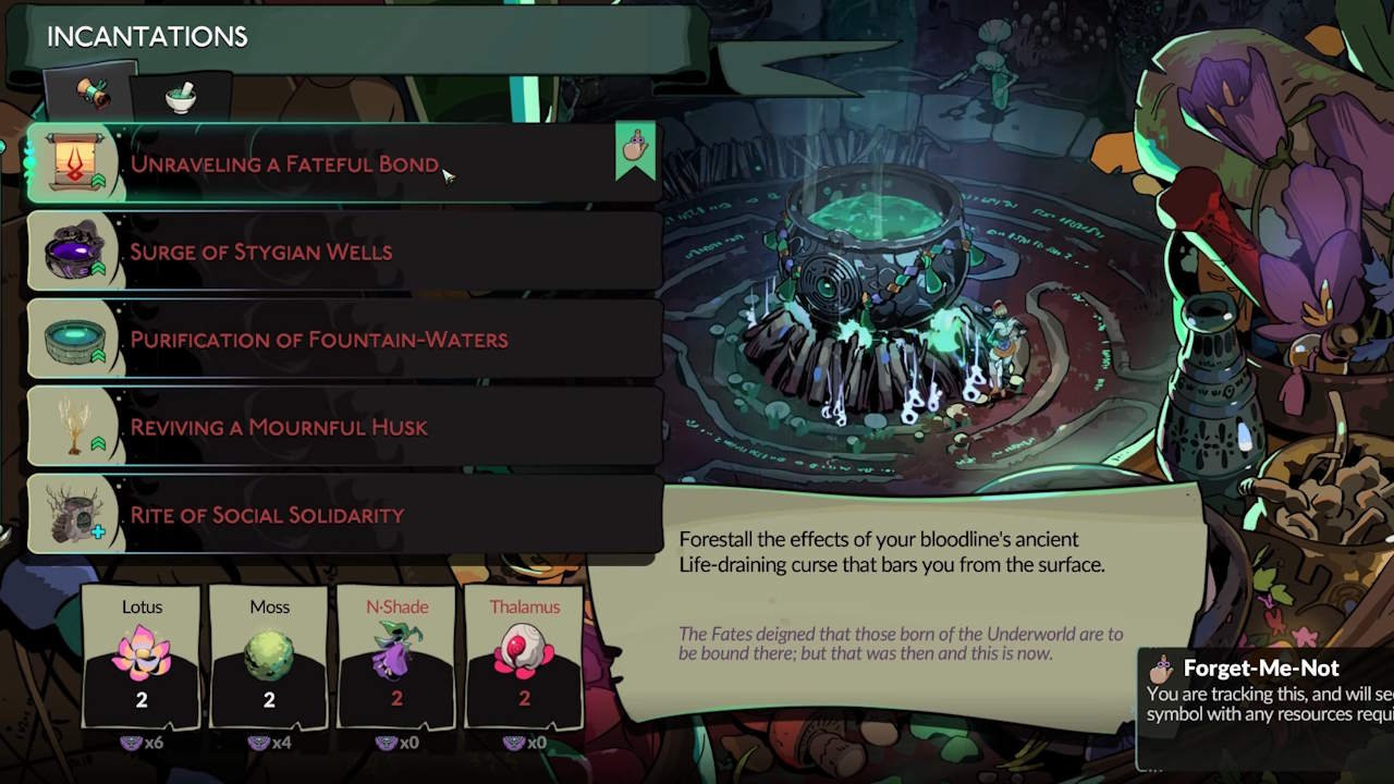 The Unraveling a Fateful Bond incantation in Hades 2