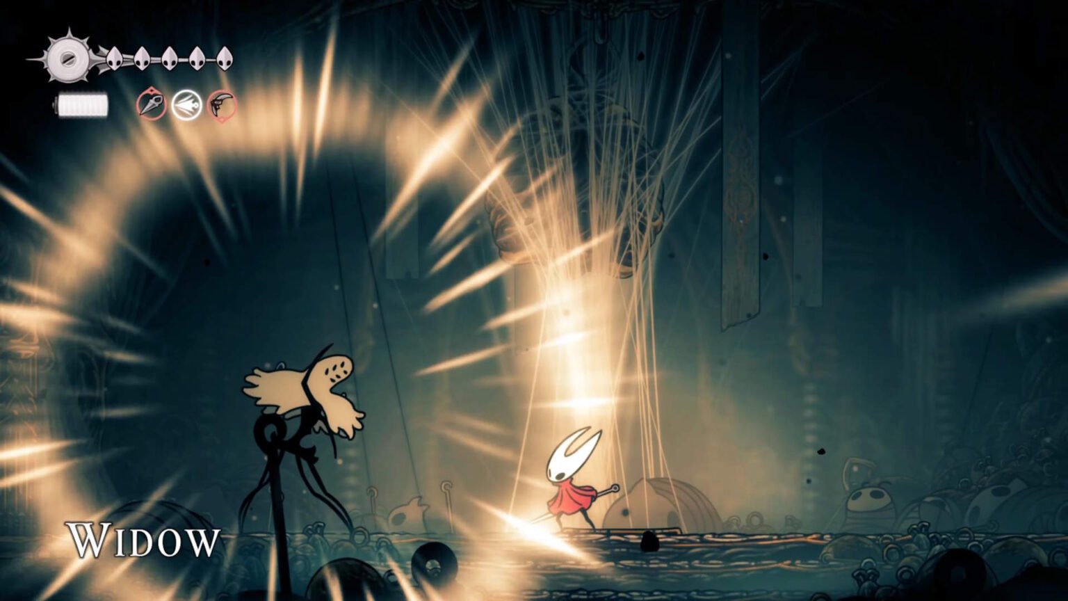 The Widow boss fight in the Hollow Knight Silksong