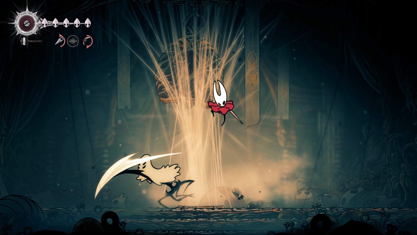 Widow using her flurry attacks in Hollow Knight Silksong