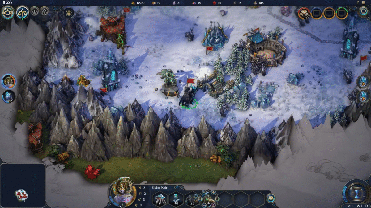 An overview of the map in Heroes of Might and Magic: Olden Era (Demo)