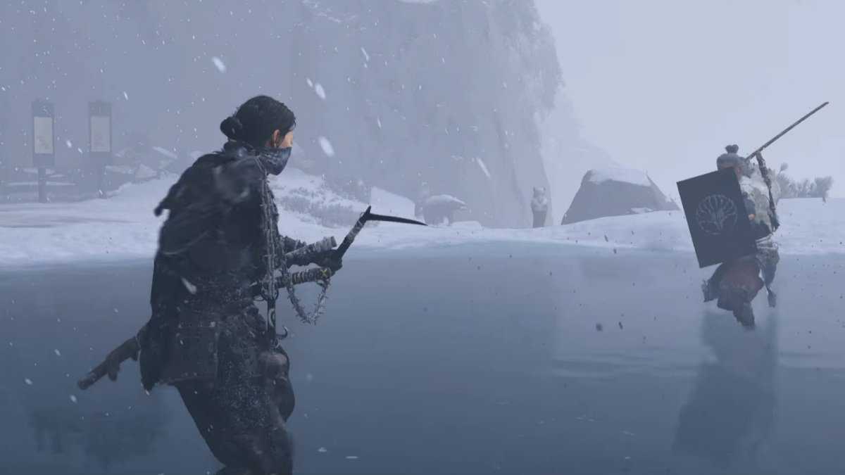 Atsu fighting Master Enomoto in Ghost of Yotei