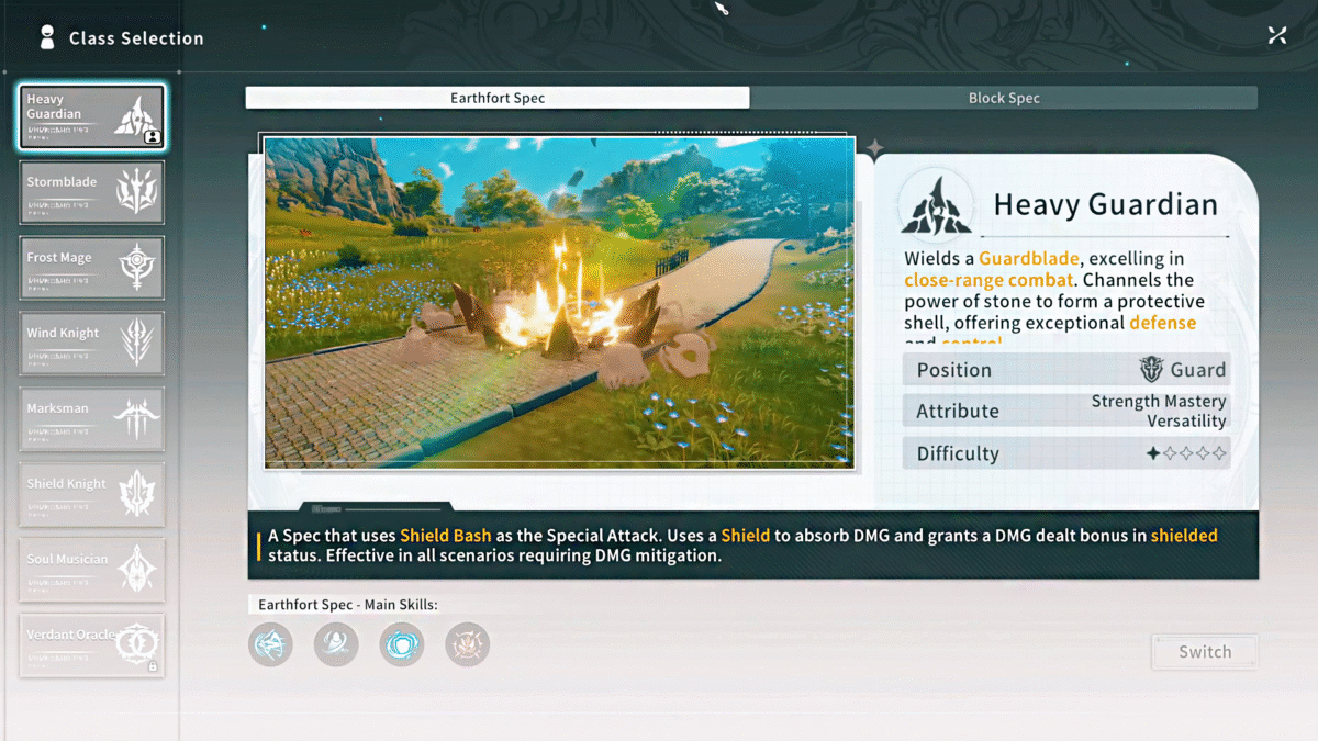 Blue Protocol Star Resonance Heavy Guardian Earthfort Spec Guide