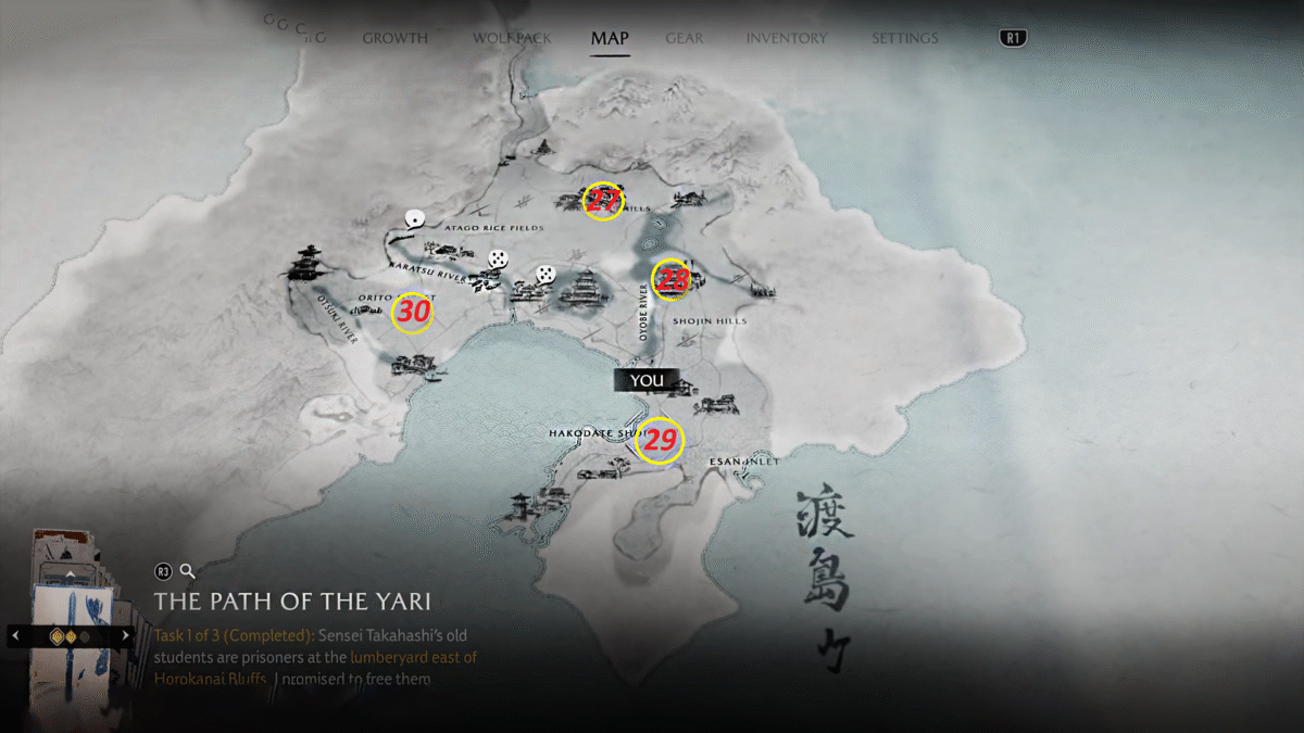 Ghost of Yotei Oshima Coast Ainu Map