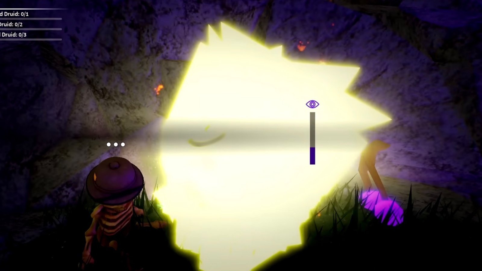 Prospecting screenshot featuring the player inside the Abyssal Depths Maze with a Firefly Flare, interacting with the Skeleton NPC.
