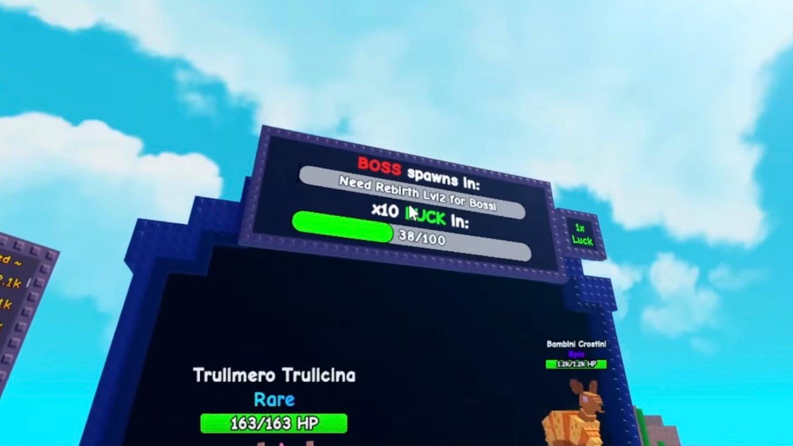 Plants vs Brainrots screenshot featuring the Luck on the Conveyor Belt.