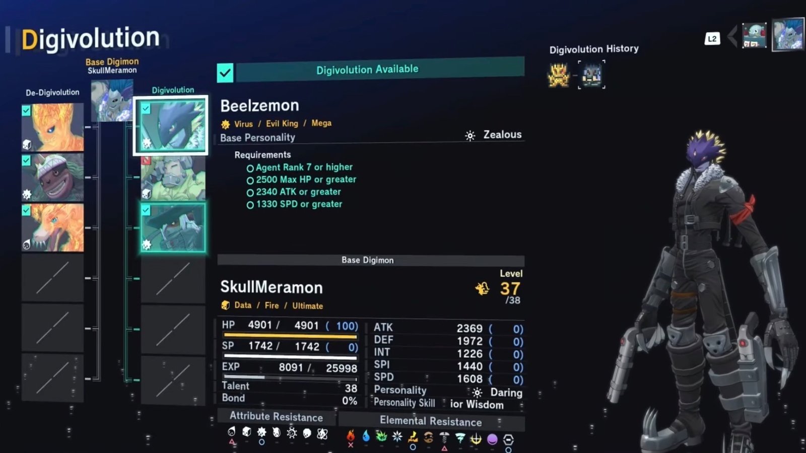 Digimon Story: Time Stranger screenshot featuring Beelzemon.