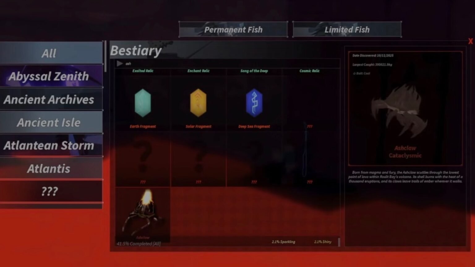 How To Catch Ashclaw in Fisch.