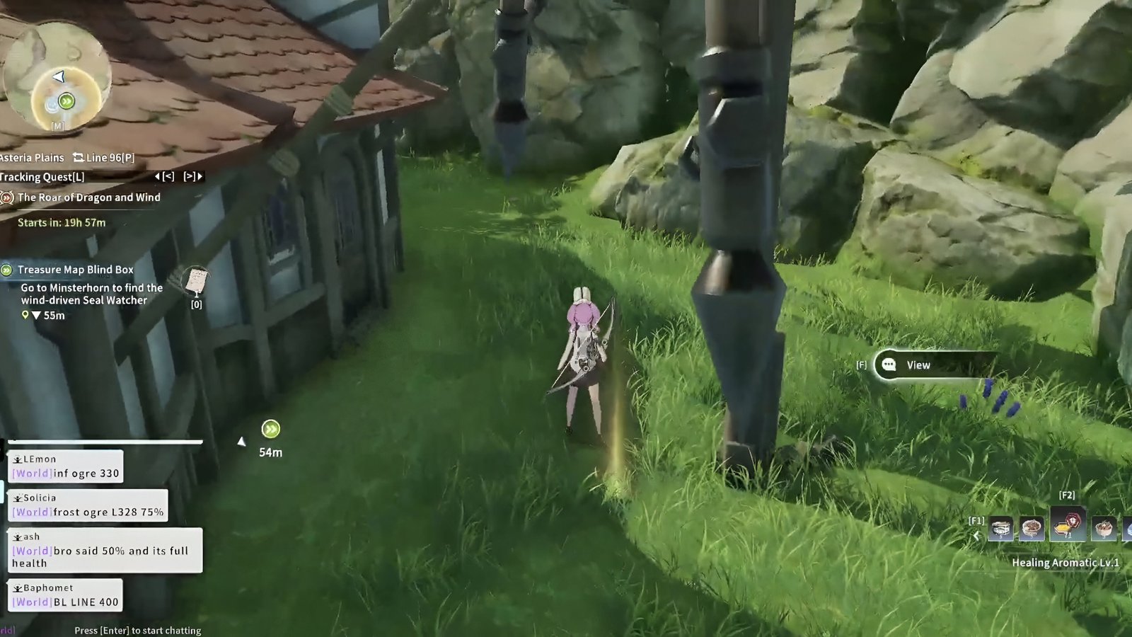 Blue Protocol: Star Resonance screenshot featuring the player at the large tavern windmill in Minsterhorn.