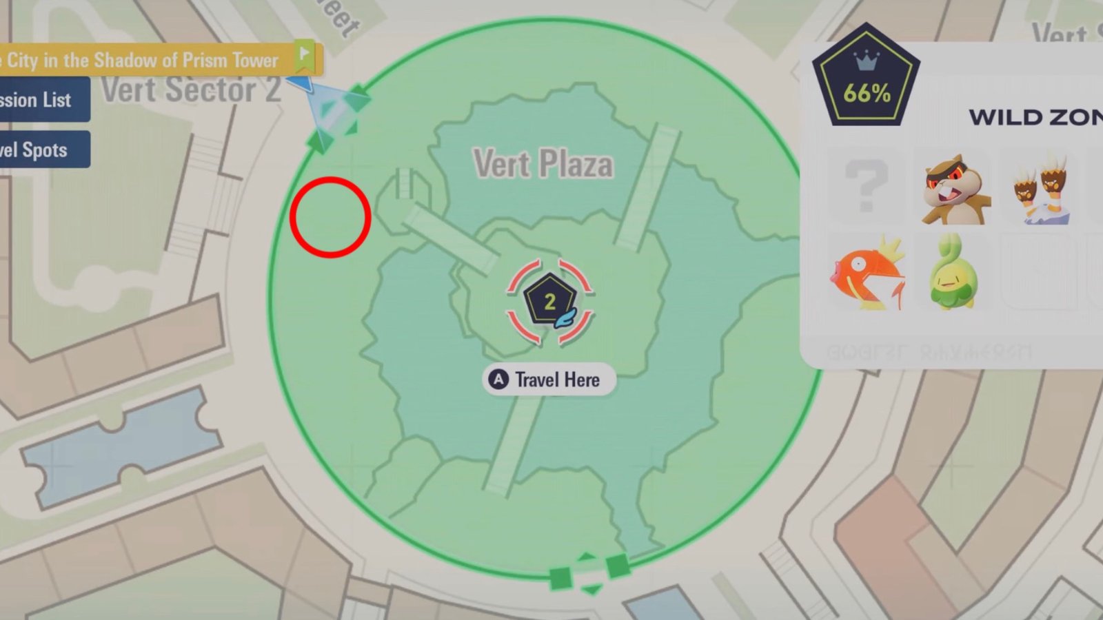 Pokémon Legends: Z-A screenshot featuring Kakuna's location.