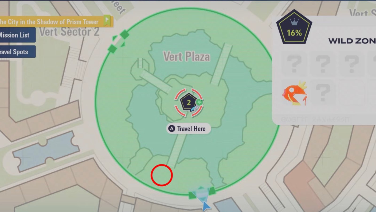 Pokémon Legends: Z-A screenshot featuring Budew's location.