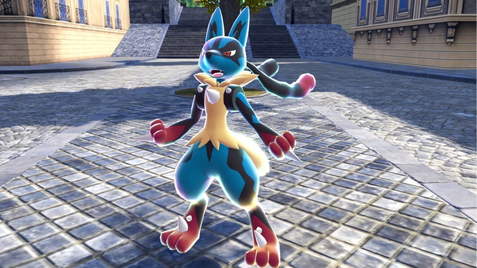 Pokémon Legends: Z-A screenshot featuring Mega Lucario.