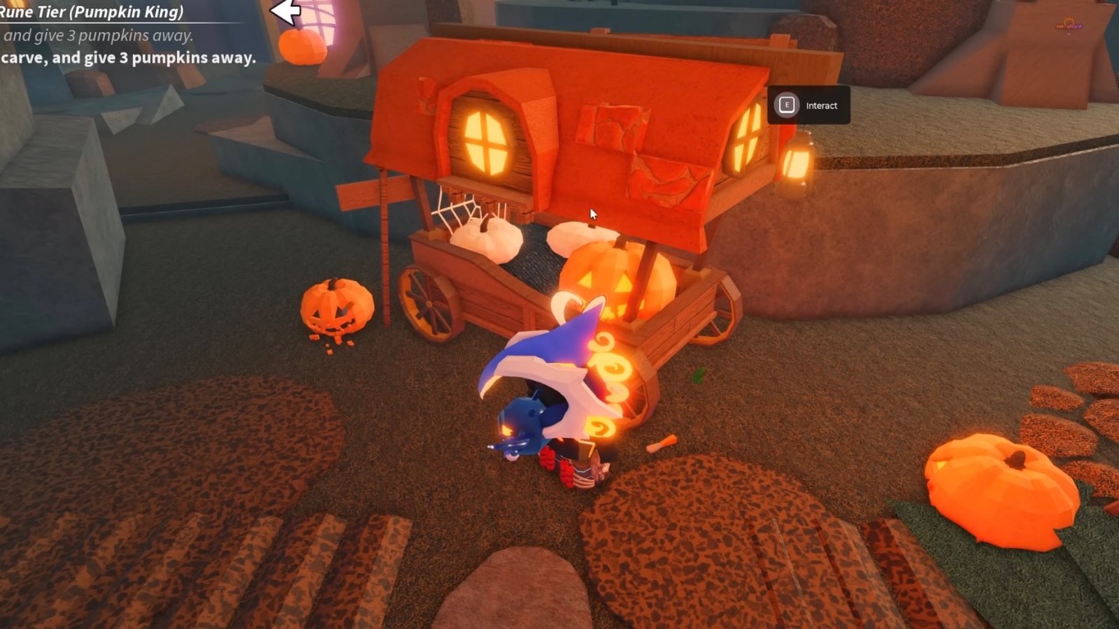 Fisch screenshot featuring the player carving pumpkins at the Carving Station.