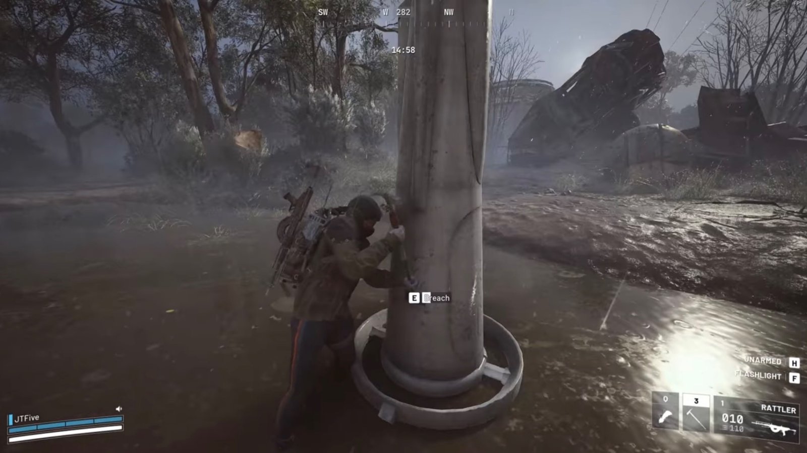 ARC Raiders screenshot featuring the player breaching an ARC Probe.