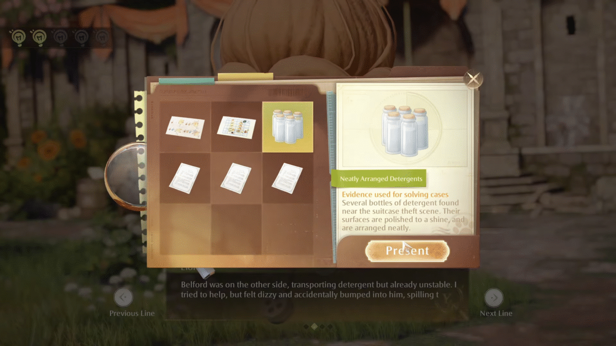 Infnity nikki First Mock Interrogation with Liora Neatly Arranged Detergents