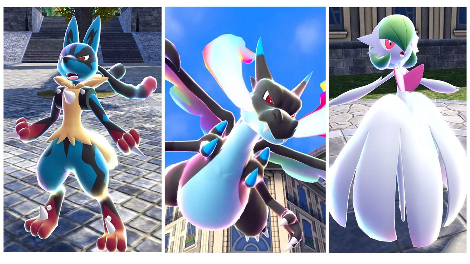 Mega Evolutions in Pokemon Z-A featuring Lucario, Charizard, Gardevoir