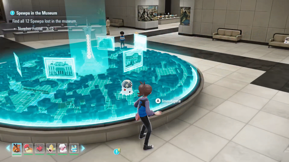 Pokémon Legends ZA Spewpa Lumiose Museum Hologram City Map Spewpa