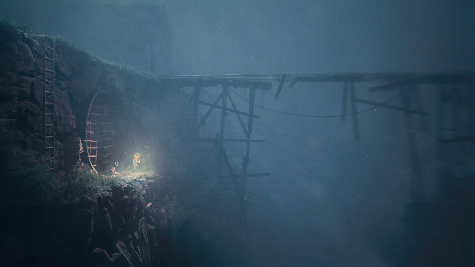 Reanimal screenshot featuring The Boy and The Girl outside the Mill.