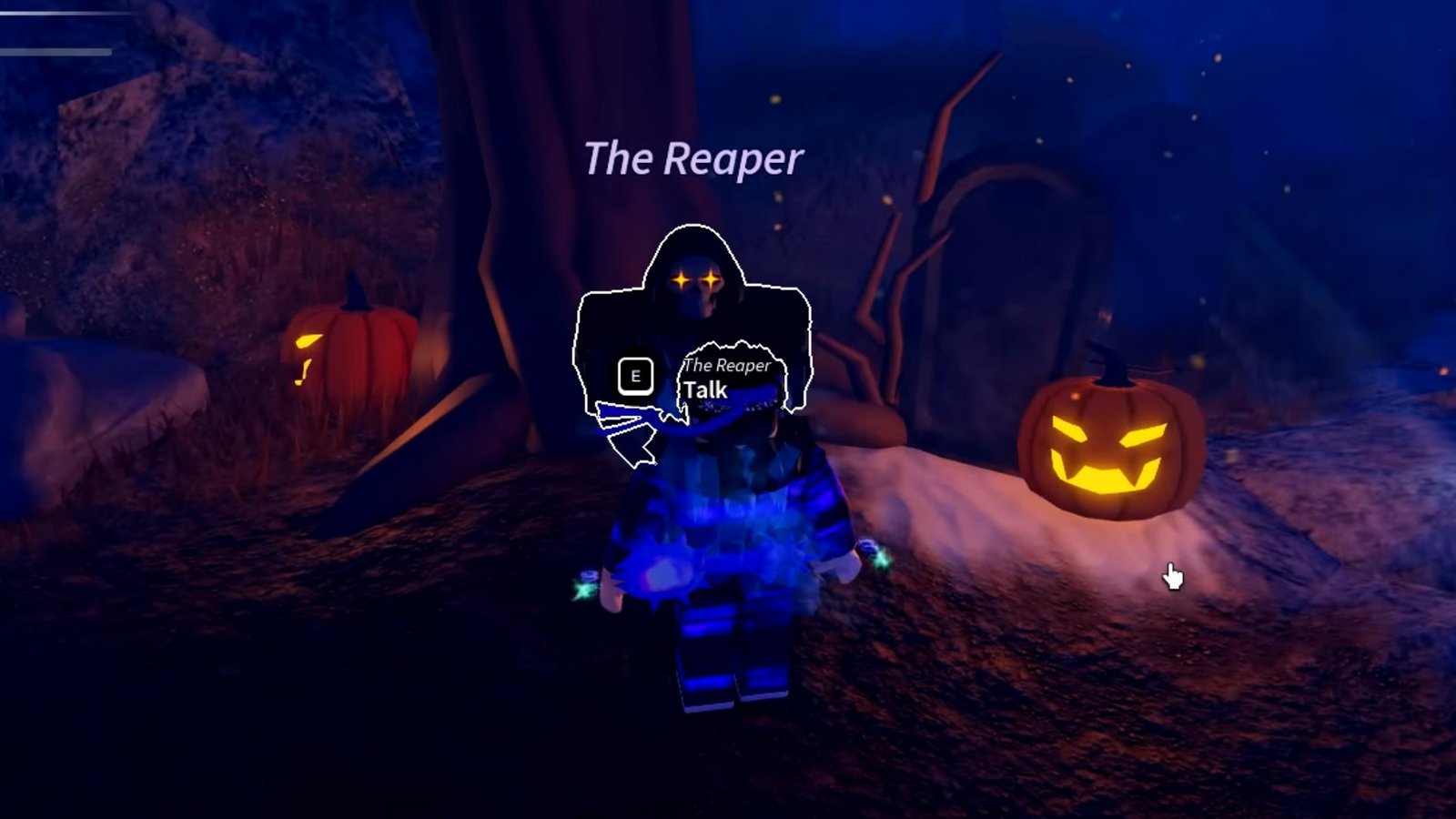 Prospecting screenshot featuring the player interacting with The Reaper.