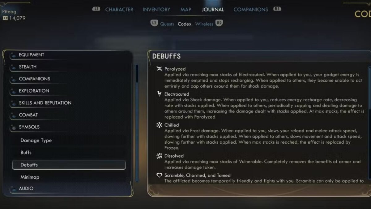 Debuffs in The Outer Worlds 2