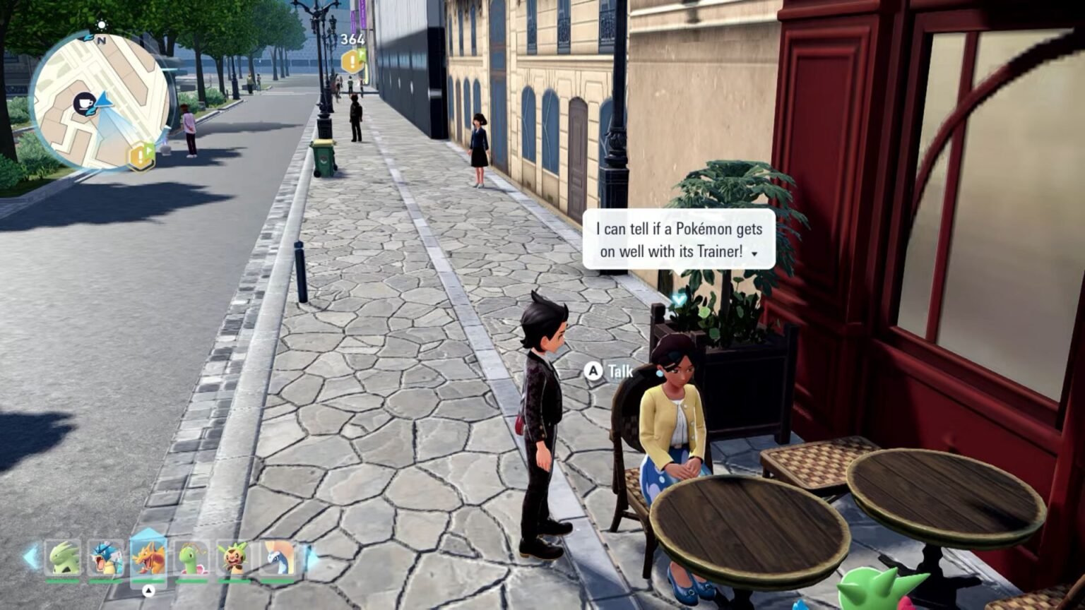 Talking to the NPC that can tell you about your Pokemon's friendship level with you in Pokemon Legends Z-A