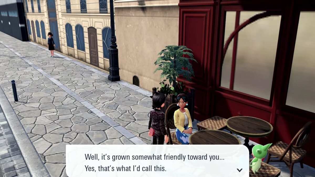 Talking to the NPC that can tell you about your Pokemon's friendship level with you in Pokemon Legends Z-A