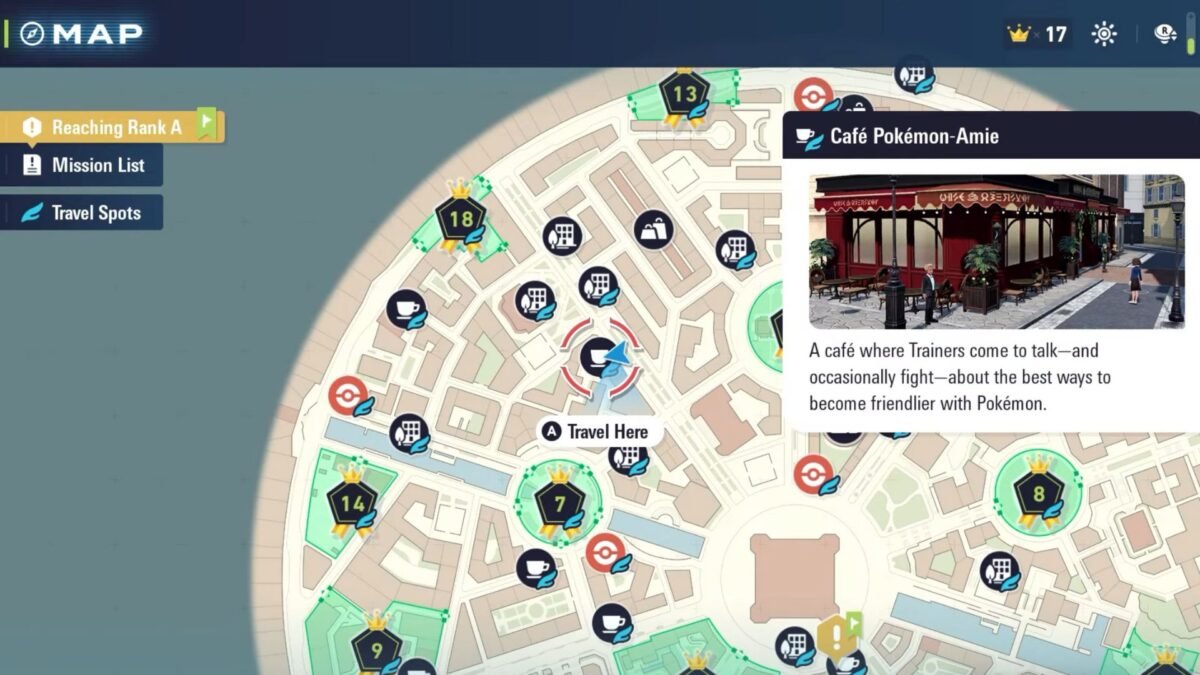 Cafe Pokemon-Amie on the map in Pokemon Legends Z-A