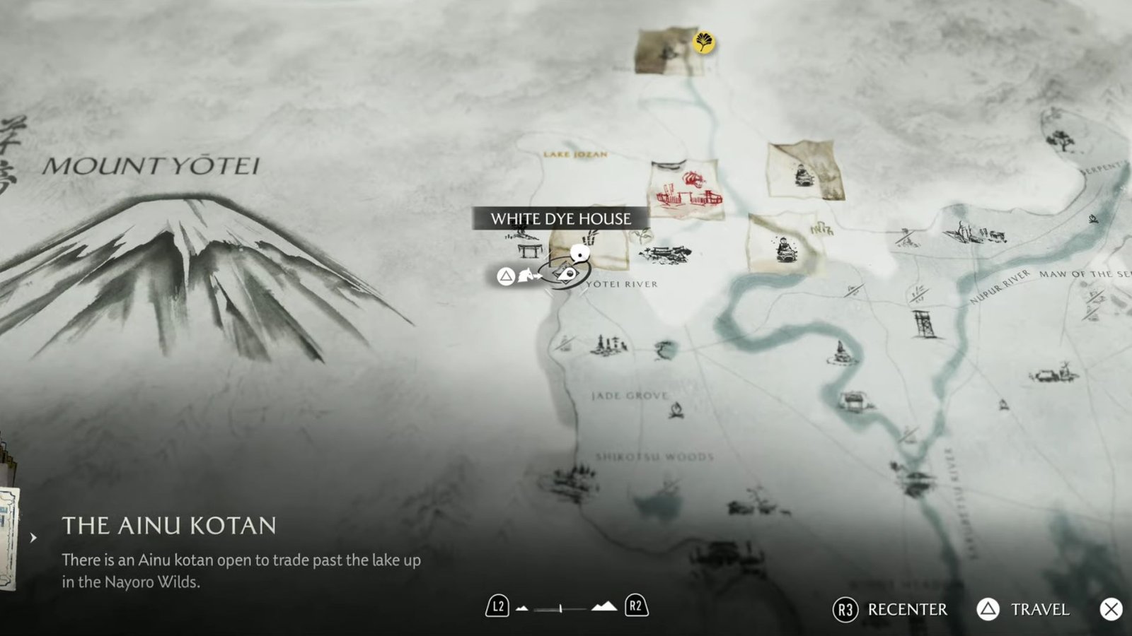 White Dye Merchant location on map In Ghost of Yotei