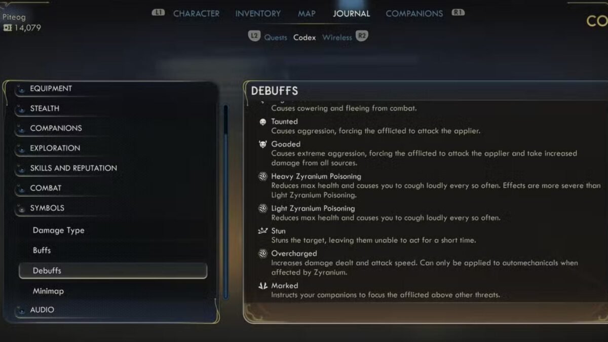 Debuffs in The Outer Worlds 2