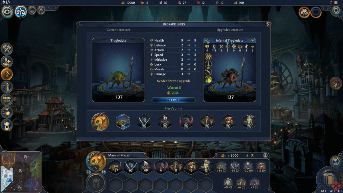 Upgrading your units in Heroes of Might and Magic: Olden Era (Demo)