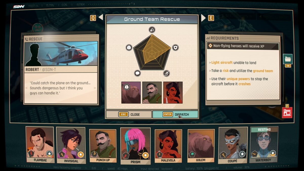 Dispatch Ground Team Rescue Selection Screen