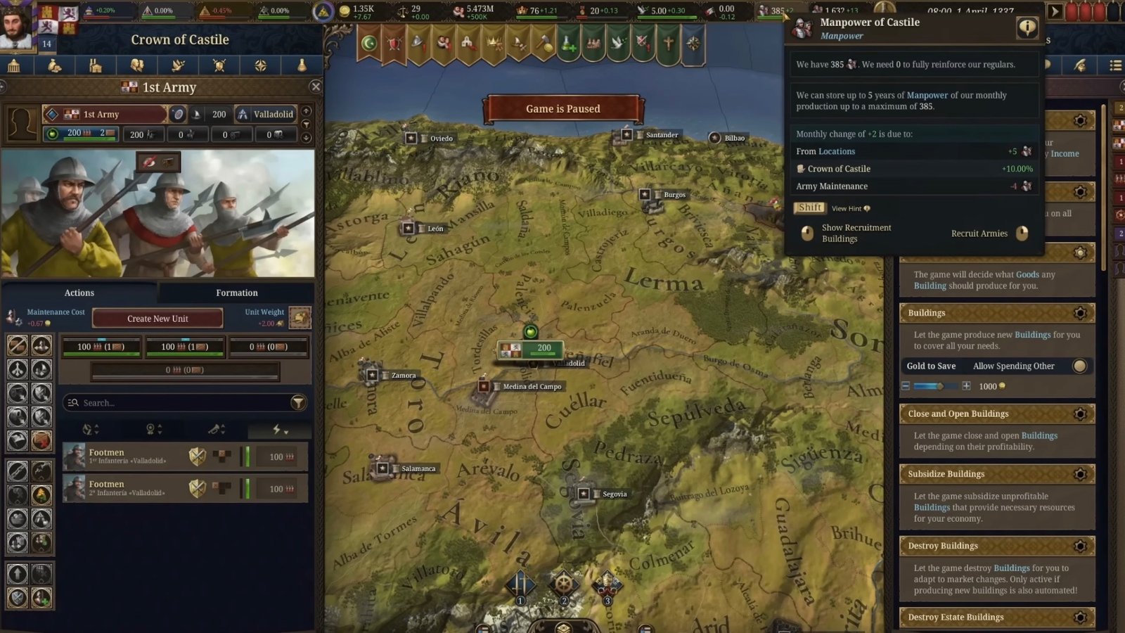 Europa Universalis V raising manpower for Levies.