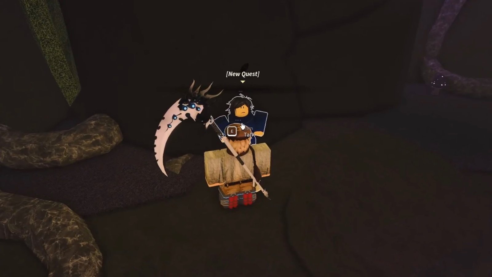 Fisch featuring the player talking to the new NPCs inside the Cultist Lair.