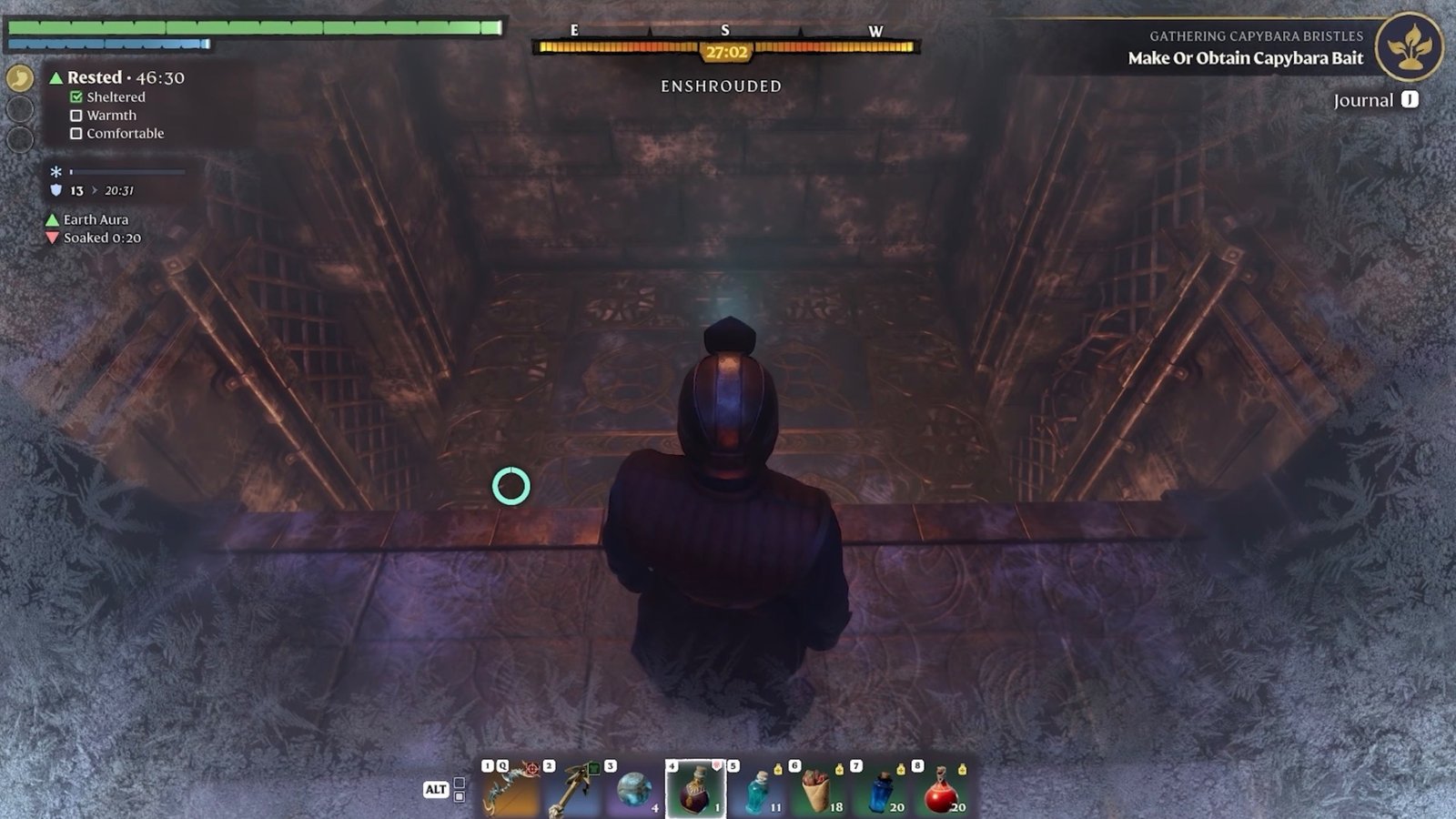 Taking the elevator inside the Night Sanctum in Enshrouded.