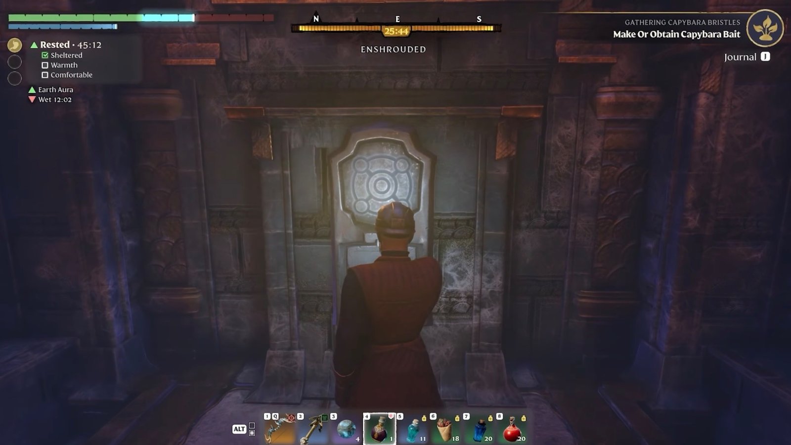 Pushing the first Button inside the Night Sanctum in Enshrouded.
