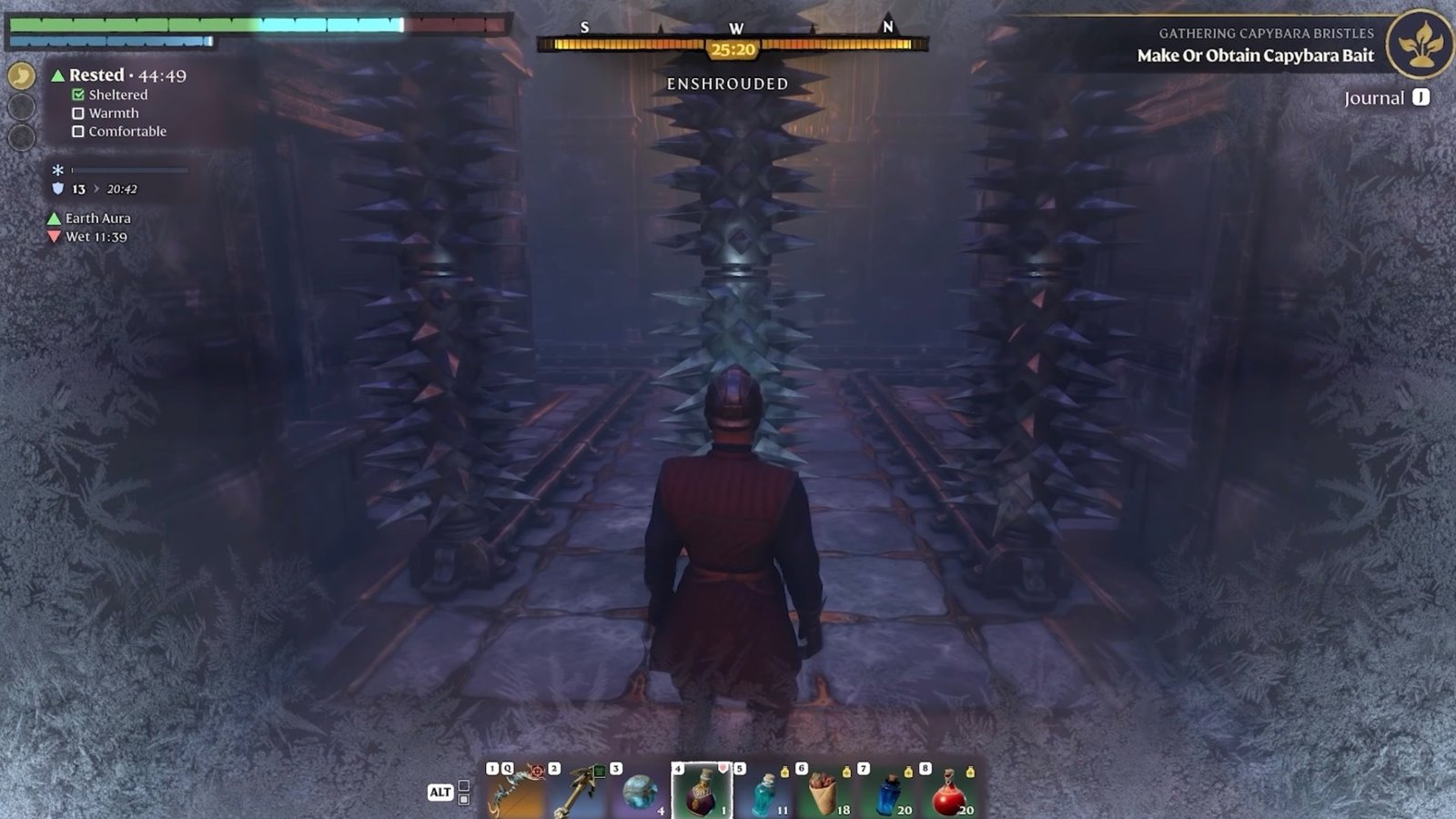 Heading to the second Button's location inside the Night Sanctum in Enshrouded.