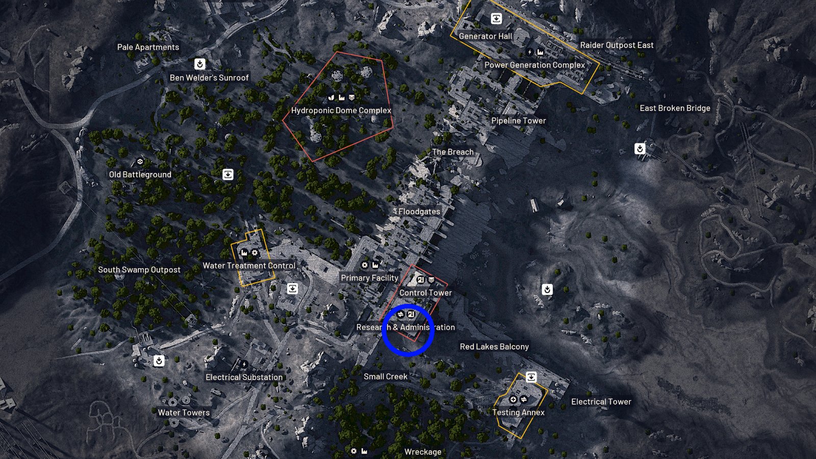 Sentinel Firing Cores Dam Battlegrounds map