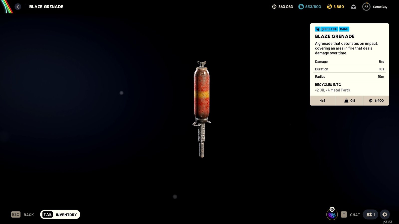 ARC Raiders Blaze Grenade Inspect