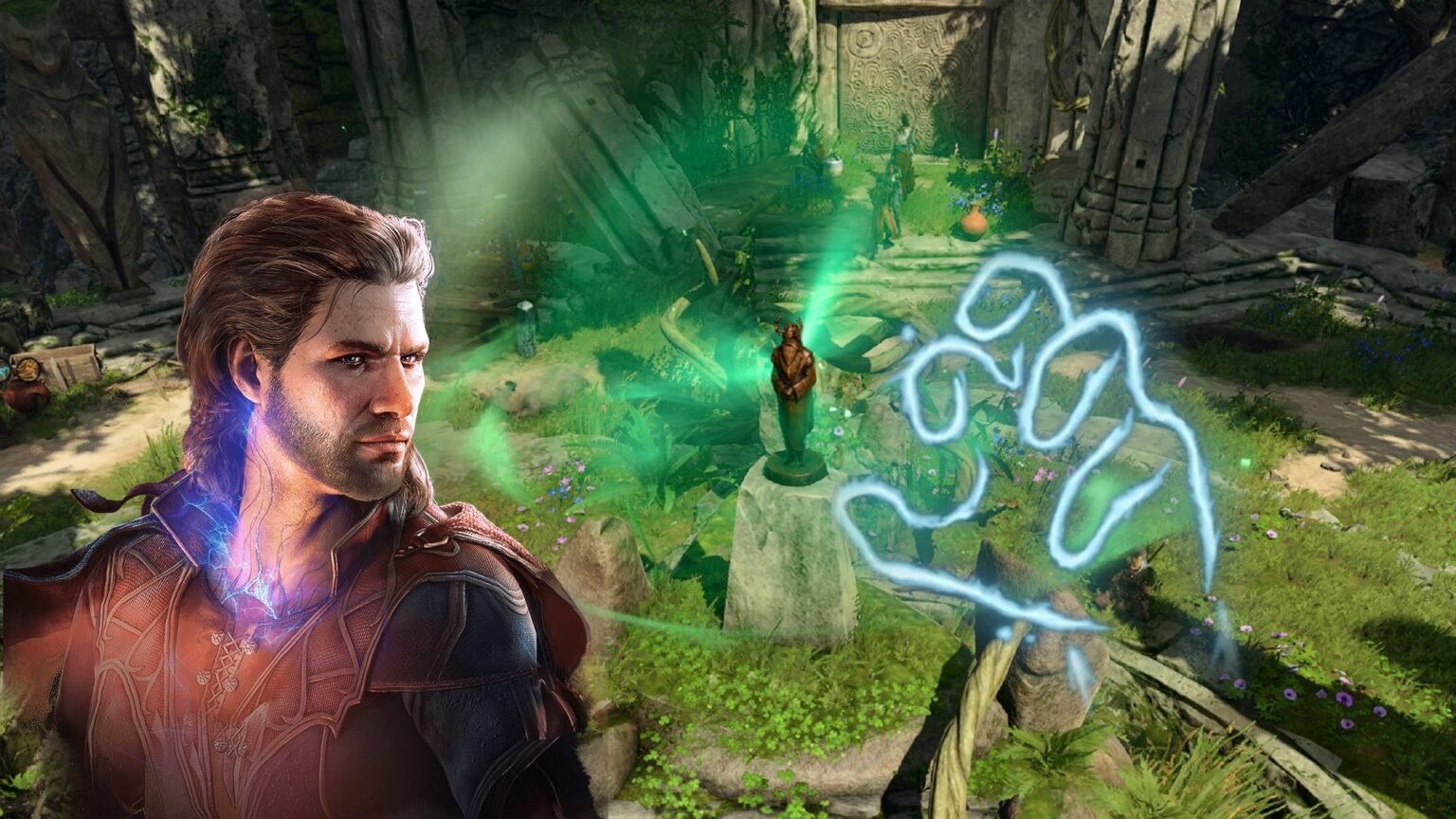 Baldur's Gate 3 Druid Idol with Gale and the Mage Hand Icon around it