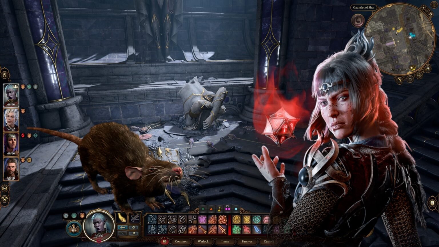 Baldur's Gate 3 Shadowheart with a Rat