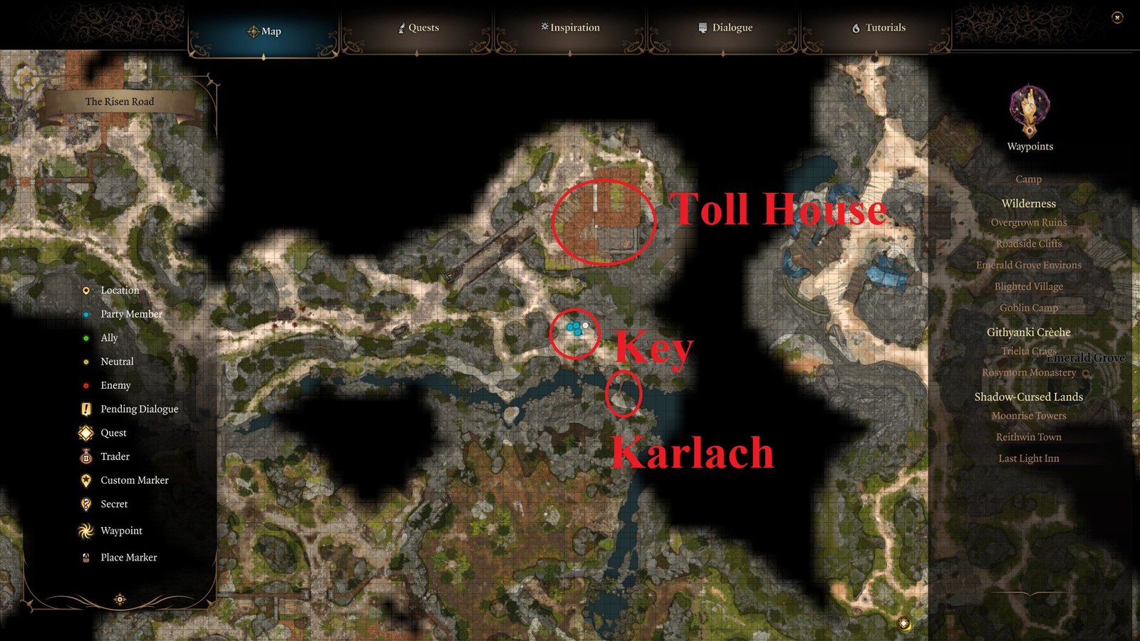 Baldur's Gate 3 Toll House Key Map