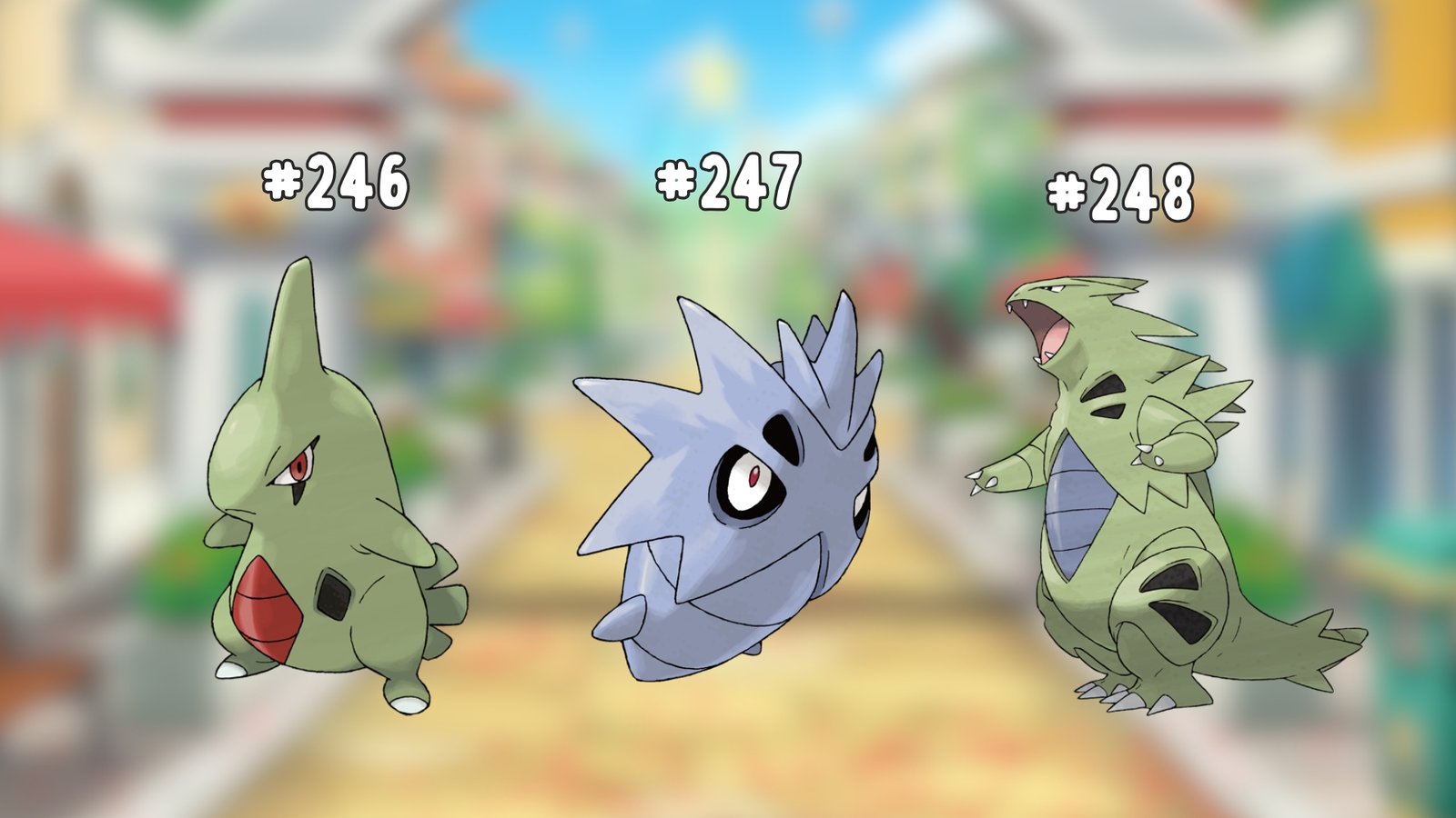 Larvitar, Purpitar, and Tyranitar